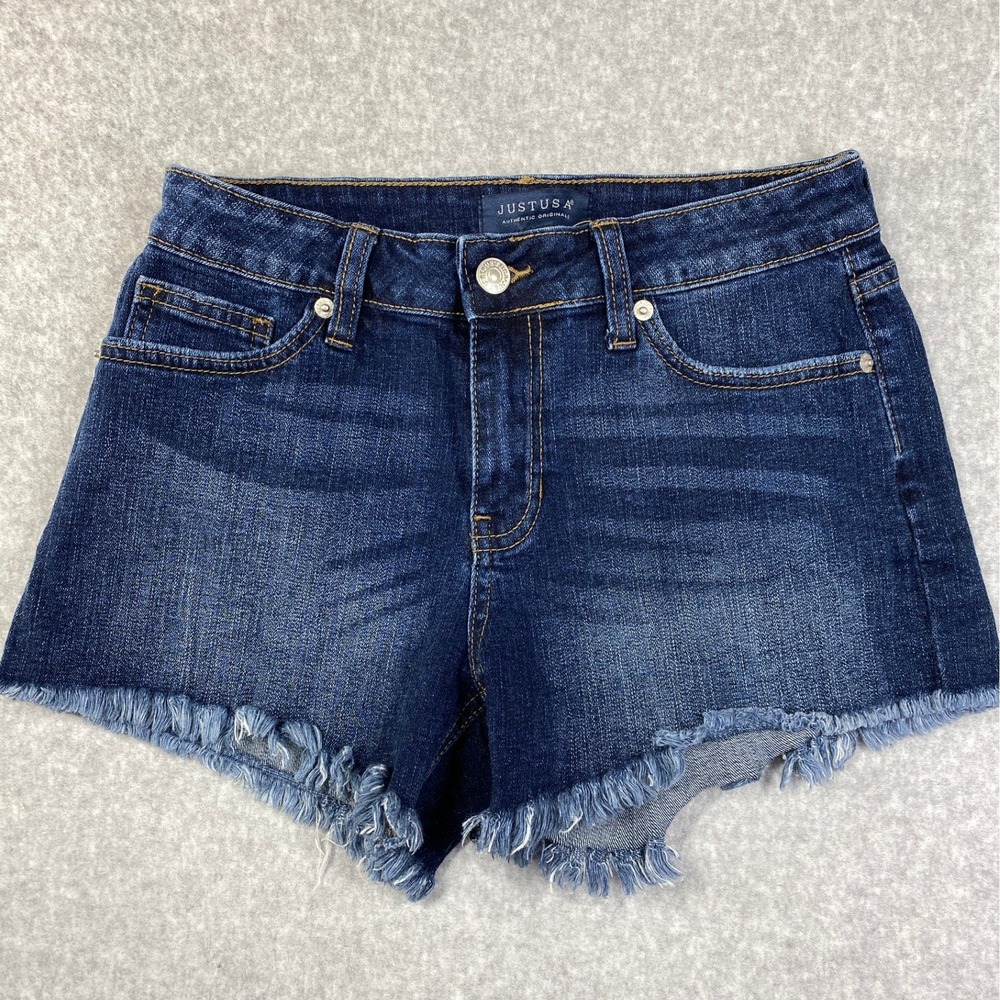 Just USA Denim Shorts Womens 25 Dark Blue Excellent Raw Frayed Hem AB705